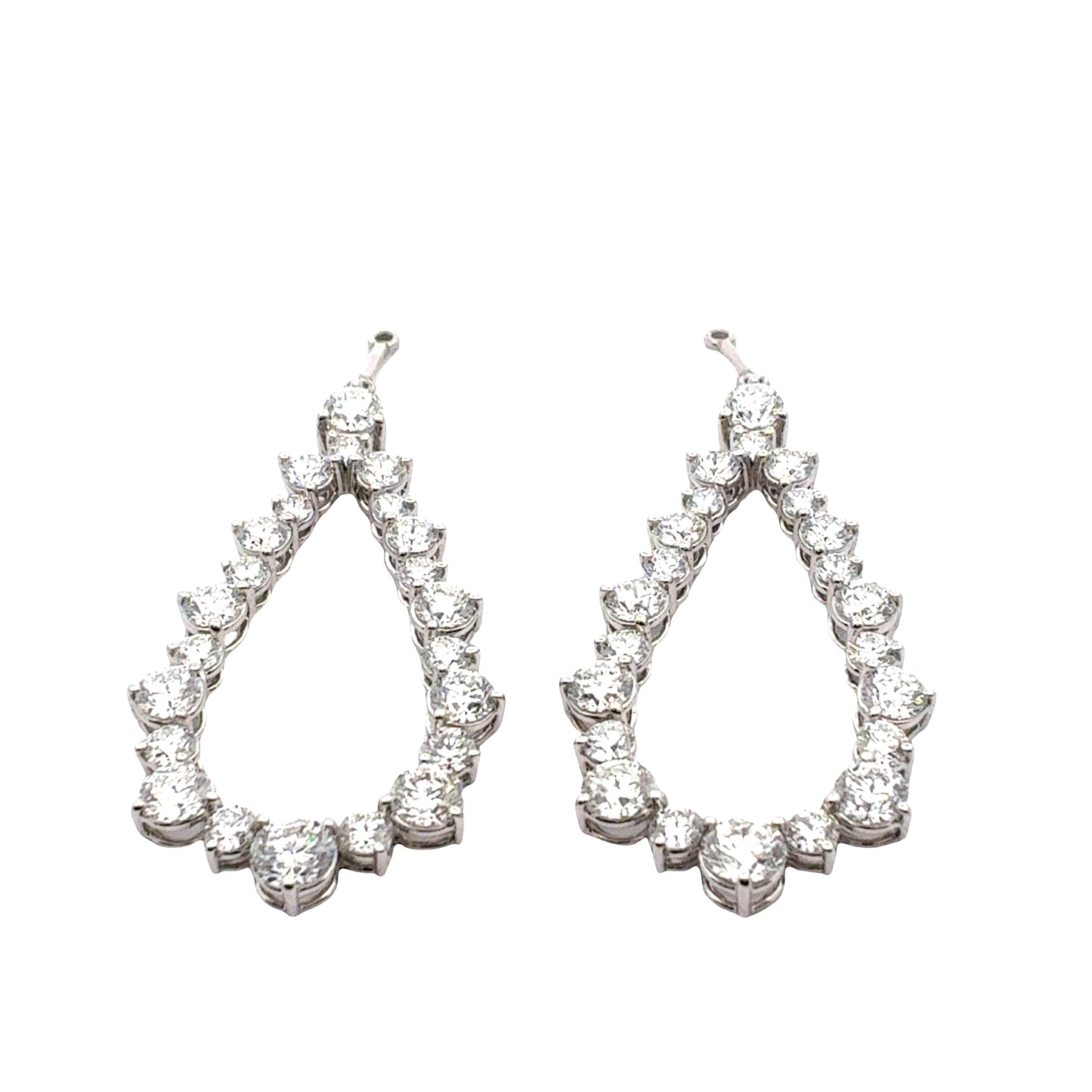 Platinum hanging detachable earrings set with (46) round brilliant cut