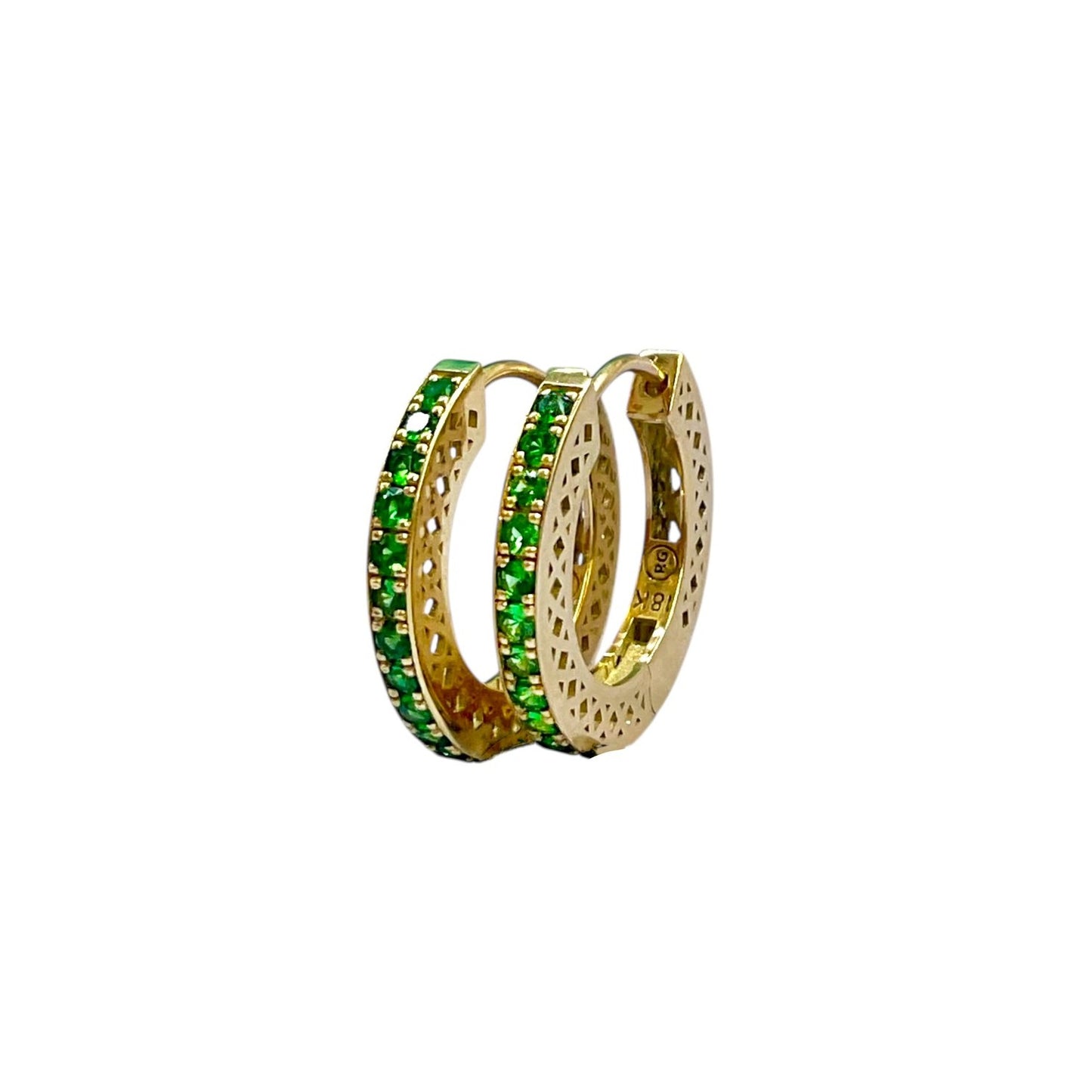 Ray Griffiths Green Tsavorite Huggie Earrings
