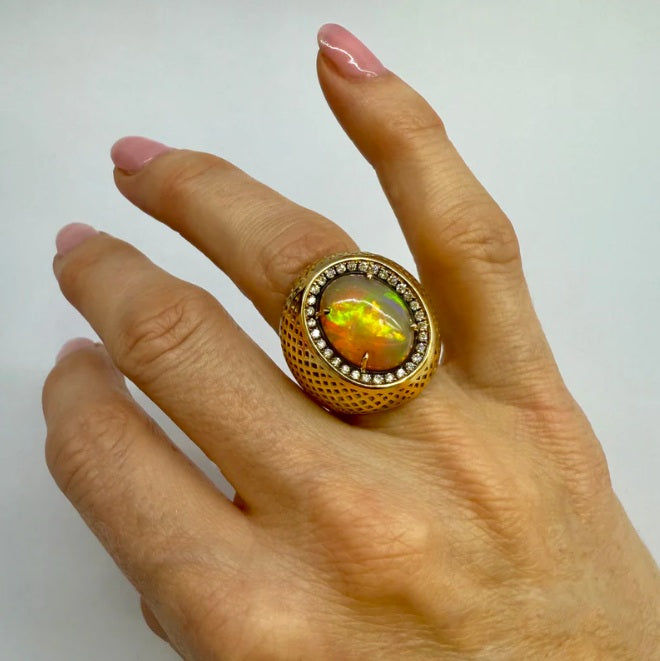 Ray Griffiths Opal and Diamond Ring