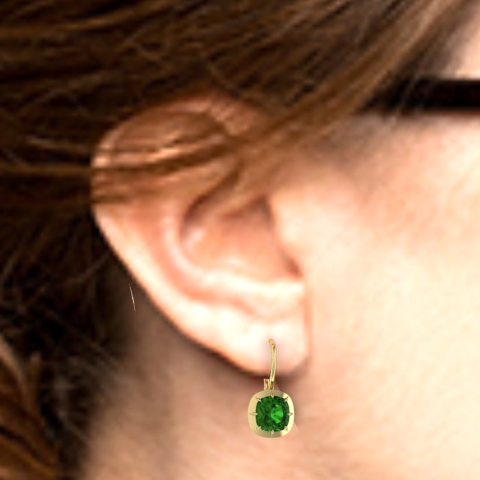 Cushion Cut Green Tourmaline Earrings
