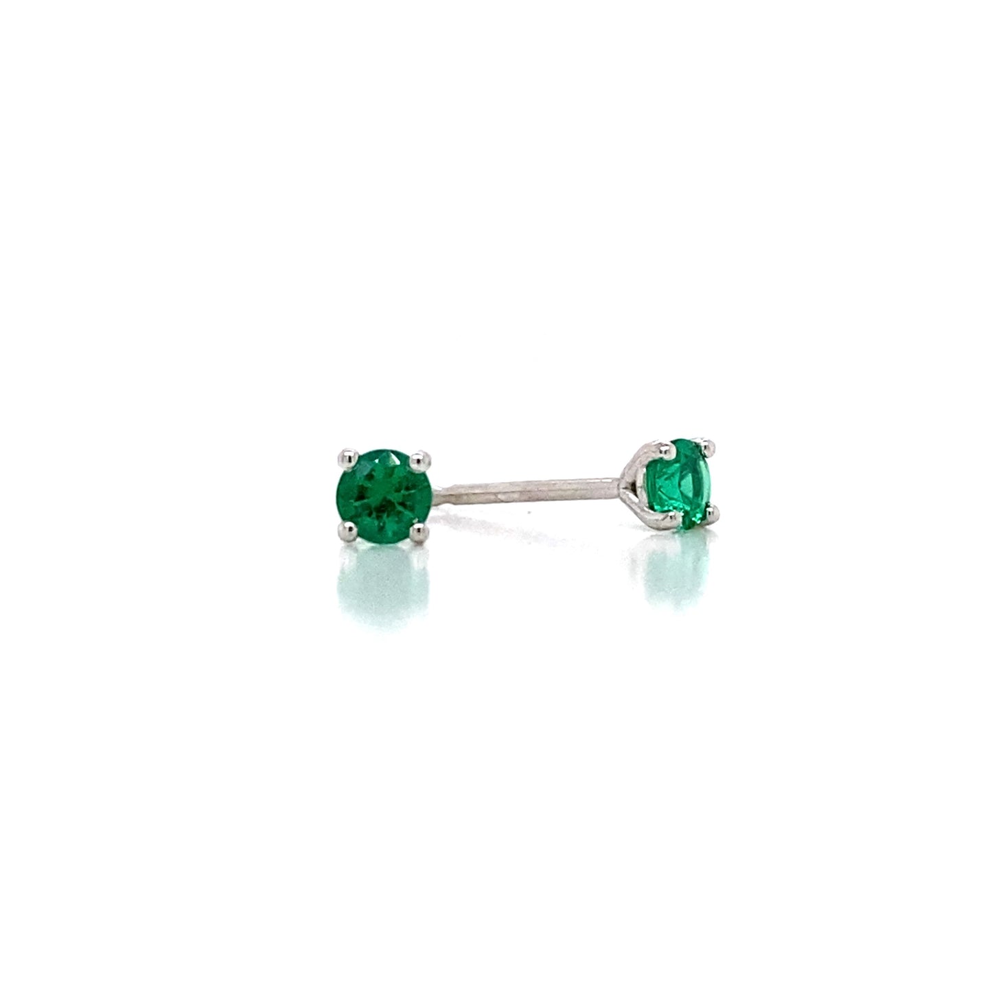 Round Emerald Stud Earrings
