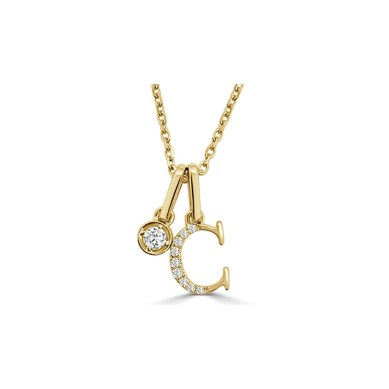 Yellow Gold Diamond Initial C Pendant