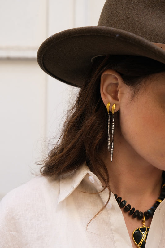 Lika Behar Silver Diamond Drop Earrings