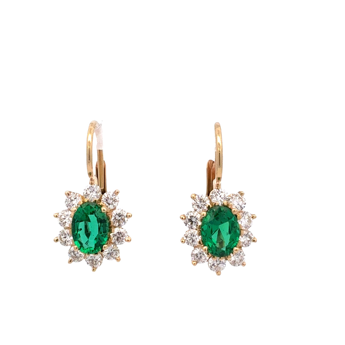 Suna Emerald and Diamond Halo Earrings