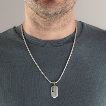 Gurhan Men's Sterling Silver Chevron Dog Tag Pendant