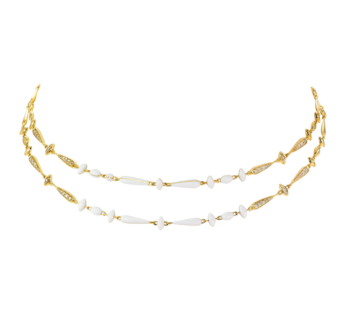 Etho Maria Brown Diamond and White Enamel Necklace