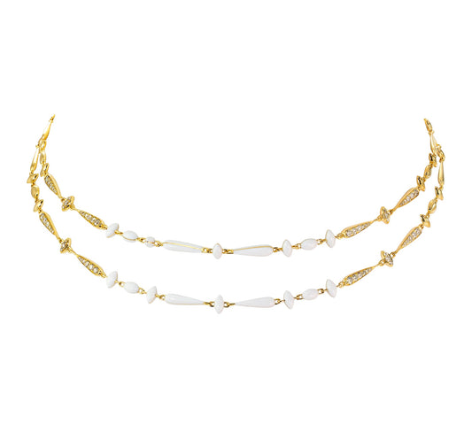 Etho Maria Brown Diamond and White Enamel Necklace