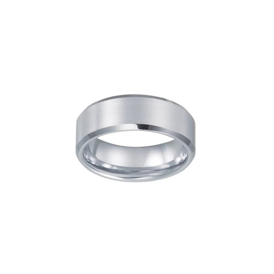 White Tungsten 8mm Band Ring