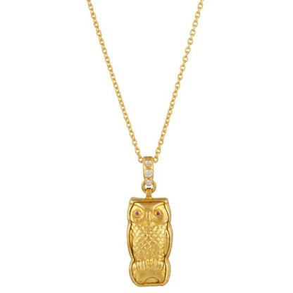 Gurhan Rune Gold Owl Pendant