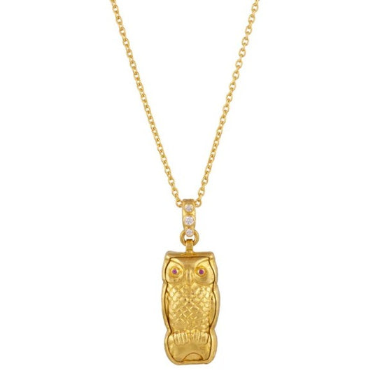 Gurhan Rune Gold Owl Pendant