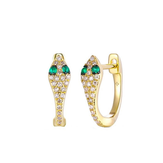 Emerald & Diamond Hoop Earrings