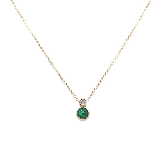 Yellow Gold Emerald and Diamond Pendant