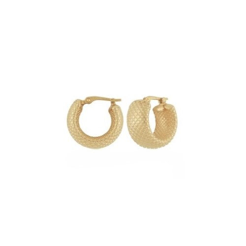Yellow Gold Faceted Hoop Earrings