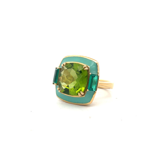 Ray Griffiths Peridot and Emerald Ring