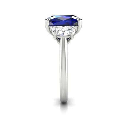 Blue Sapphire and Diamond Ring