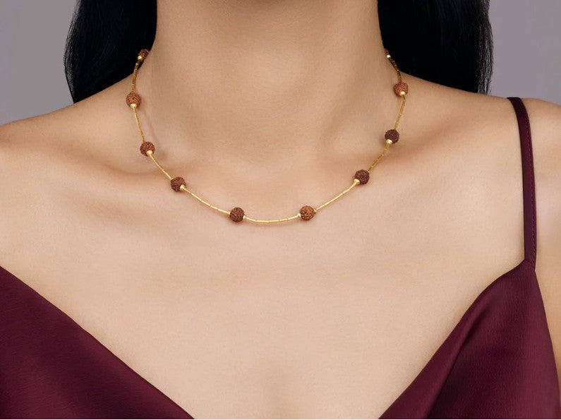 Gurhan Rain Gold Rudraksha Bead Necklace