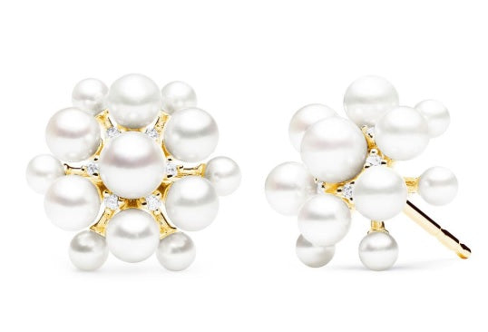 Paul Morelli Orbit Pearl & Diamond Stud Earrings