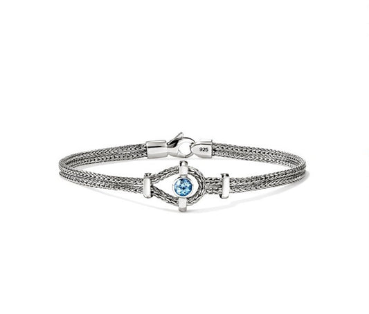 John Hardy Icon Silver Swiss Blue Topaz Bracelet