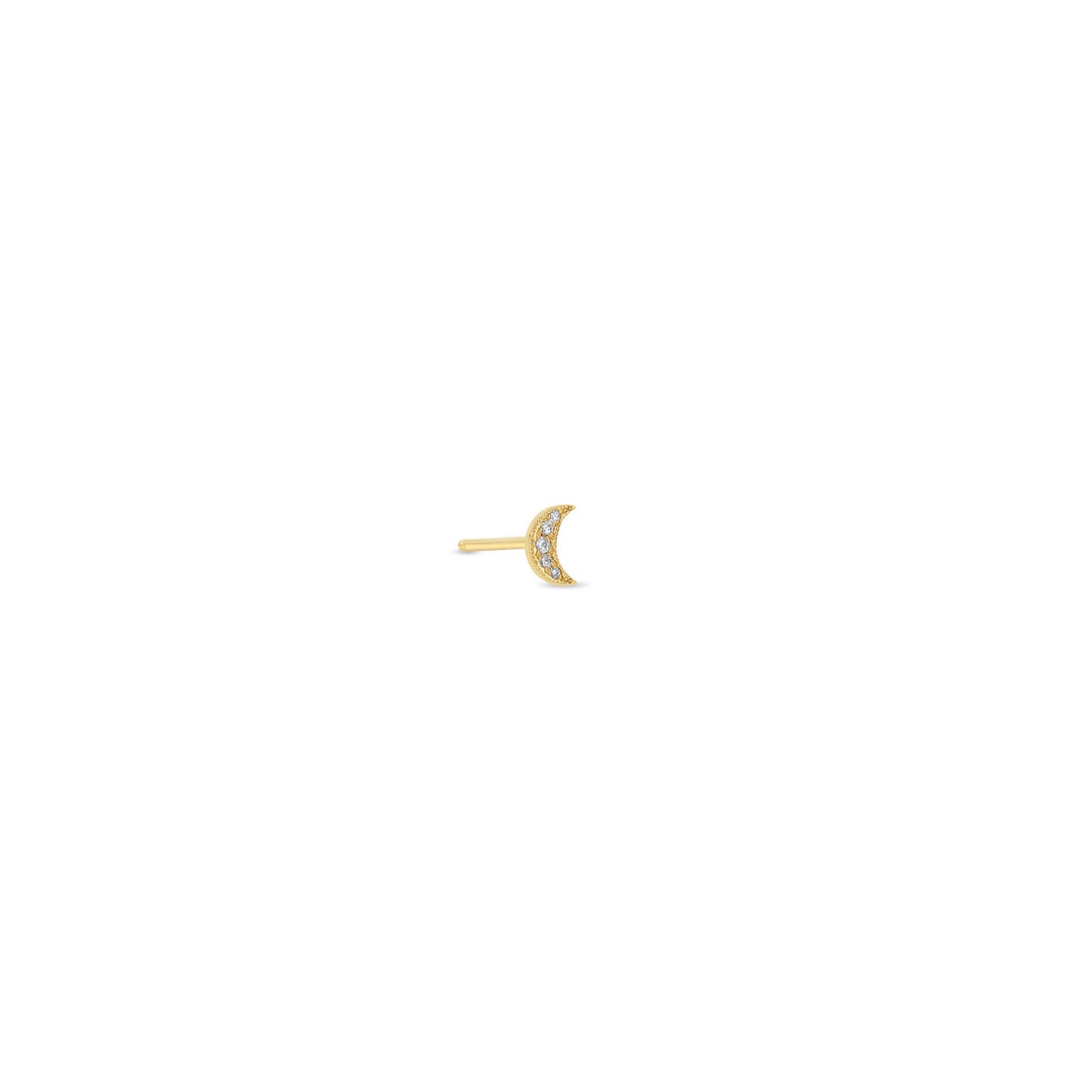 Zoe Chicco Single Diamond Moon Stud Earring