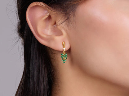 Gurhan Boucle Green Emerald Beads and Diamond Earrings