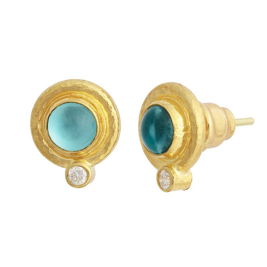 Gurhan Rune Cabochon Apatite & Diamond Earrings