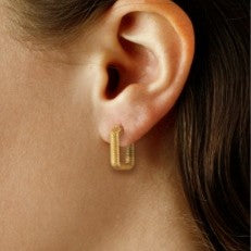 Yellow Gold Square Hoop Earrings