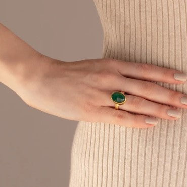 Gurhan Rune Cabochon Oval Emerald Ring