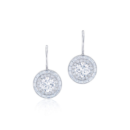 Kwiat Silhouette Drop Round & Baguette Diamond Earrings