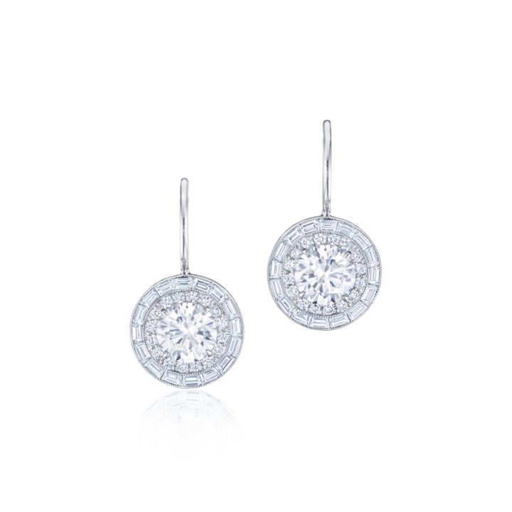 Kwiat Silhouette Drop Round & Baguette Diamond Earrings