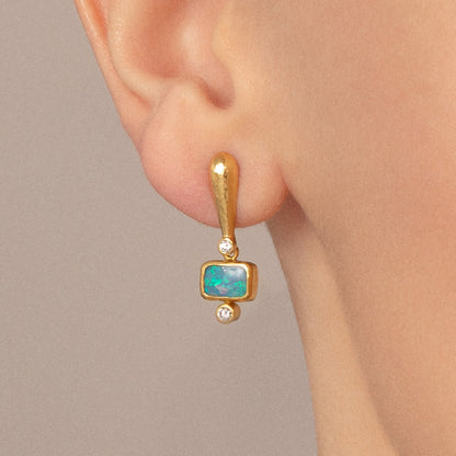 Gurhan Cabochon Australian Opal & Diamond Earrings