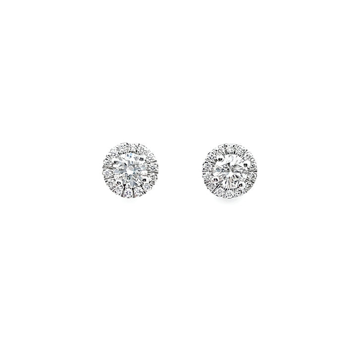 Round Diamond Halo Stud Earrings