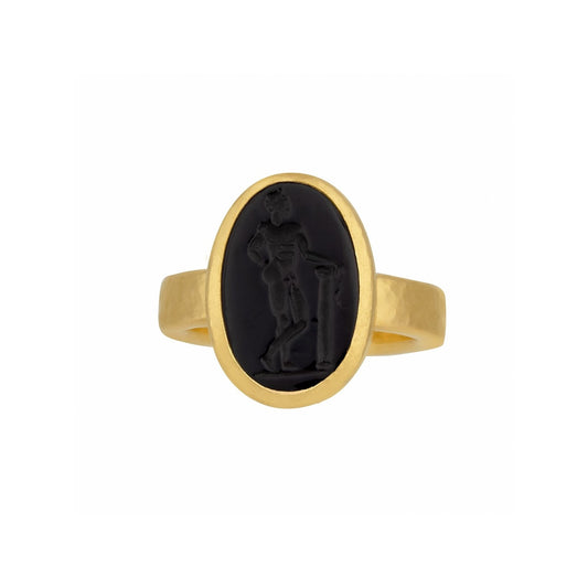 Gurhan Antiquities Oval Black Onyx Intaglio Ring