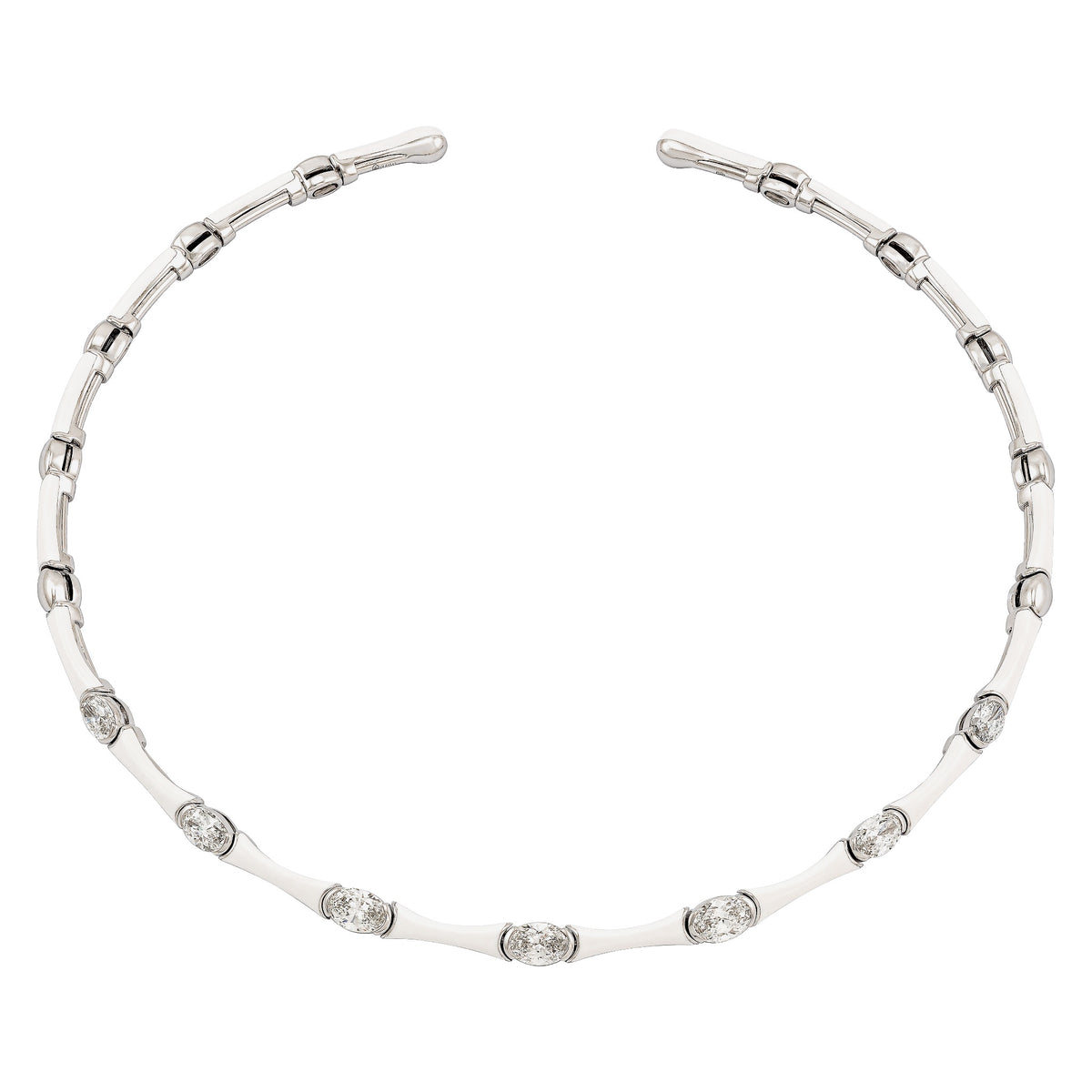 Etho Maria Diamond and White Enamel Necklace