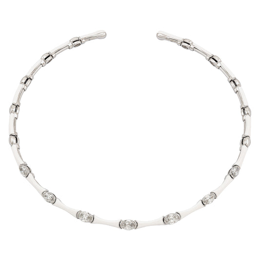 Etho Maria Diamond and White Enamel Necklace