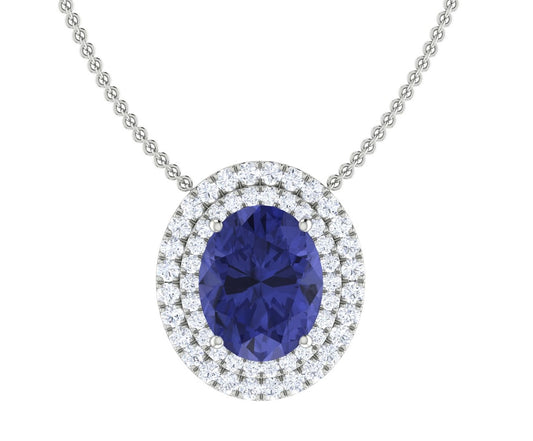 Tanzanite & Diamond Halo Pendant