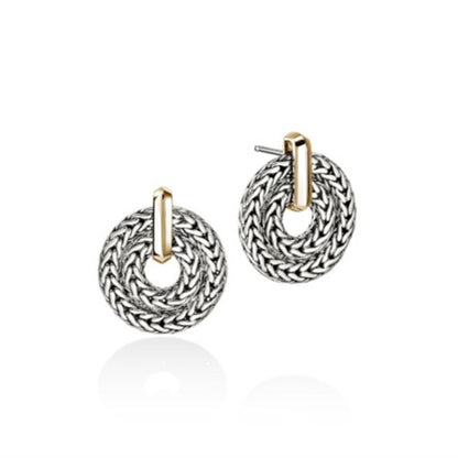 John Hardy Icon Gold and Silver Circle Drop Earrings