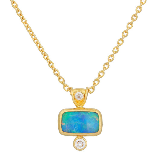 Gurhan Australian Opal & Brilliant Cut Diamond Pendant