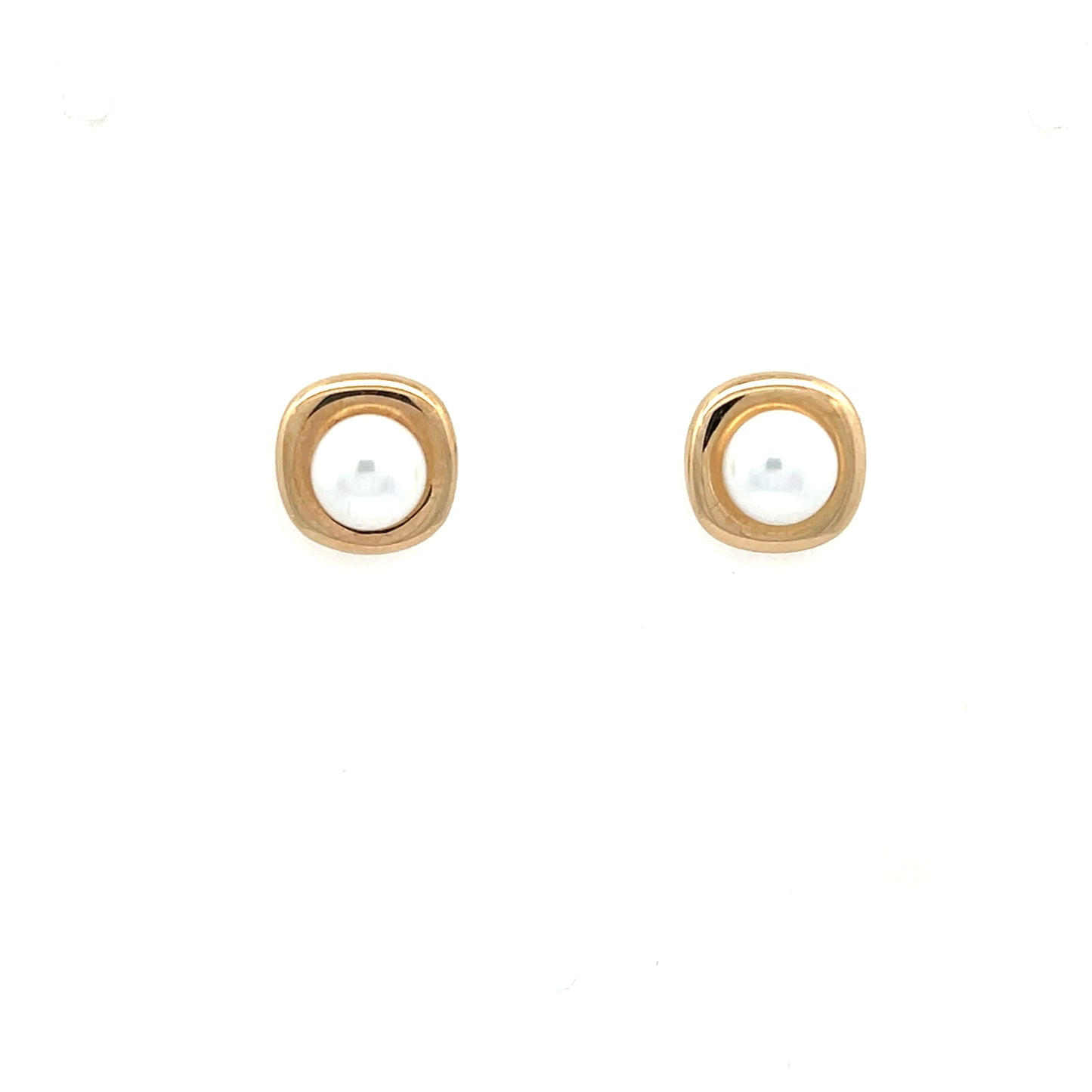 Yellow Gold Japanese Culture Pearl Stud Earrings