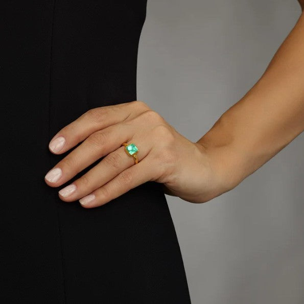 Gurhan Rune Gold Emerald Ring