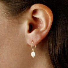 Yellow Gold Freshwater Pearl Drop Earrings