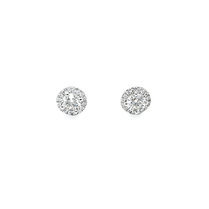 Round Diamond Halo Stud Earrings