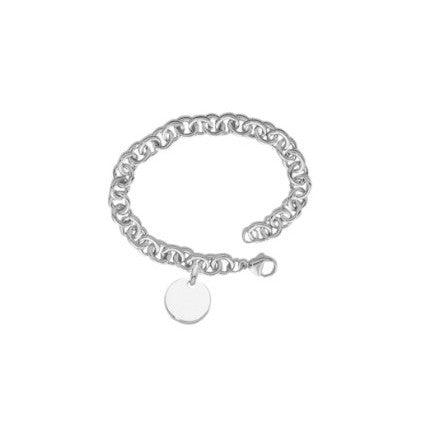 Sterling Silver Cable Bracelet with Disc Charm