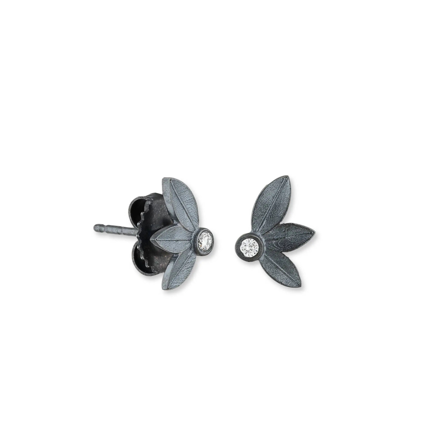 Lika Behar Ollie Oxidized and Diamond Stud Earrings