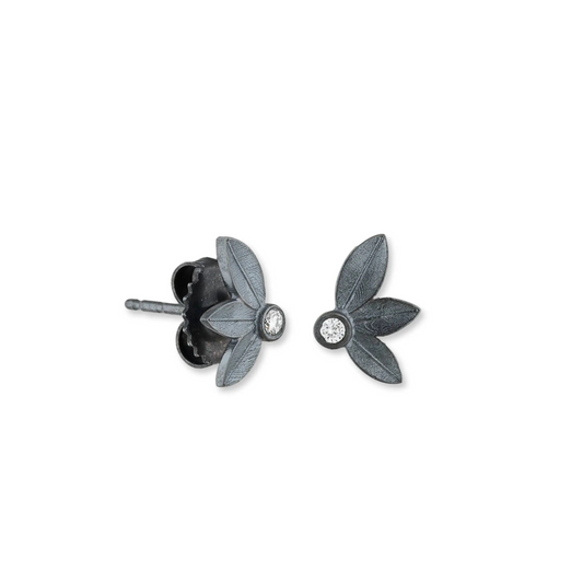 Lika Behar Ollie Oxidized and Diamond Stud Earrings