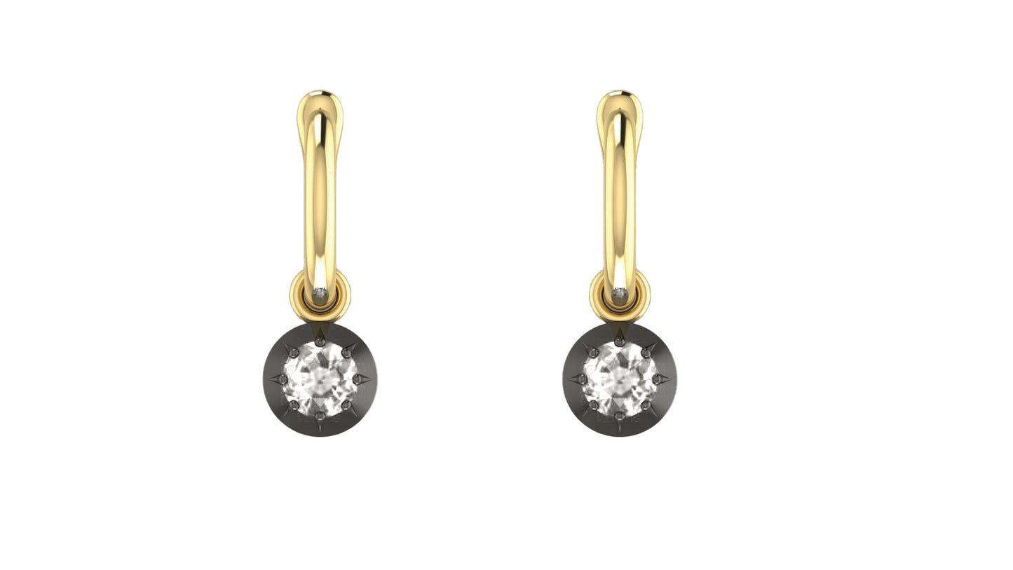 Blackened Gold Diamond Drop Earrings