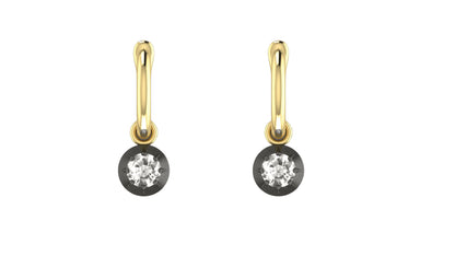 Blackened Gold Diamond Drop Earrings