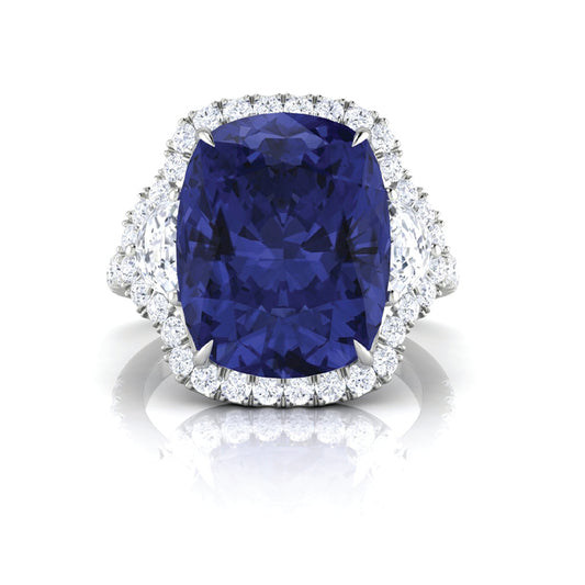 Tanzanite & Diamond Halo Ring