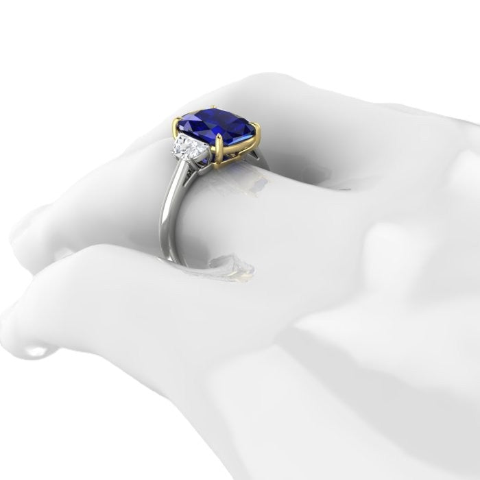 Blue Sapphire and Diamond Ring