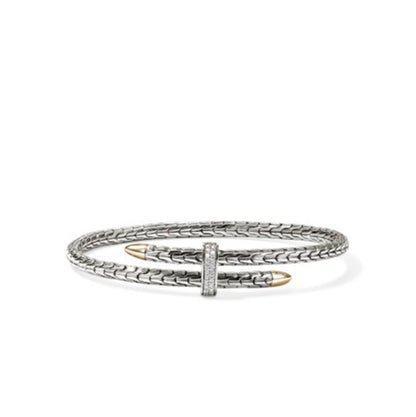 John Hardy Gold and Silver Diamond Spear Cuff