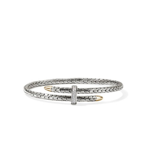 John Hardy Gold and Silver Diamond Spear Cuff
